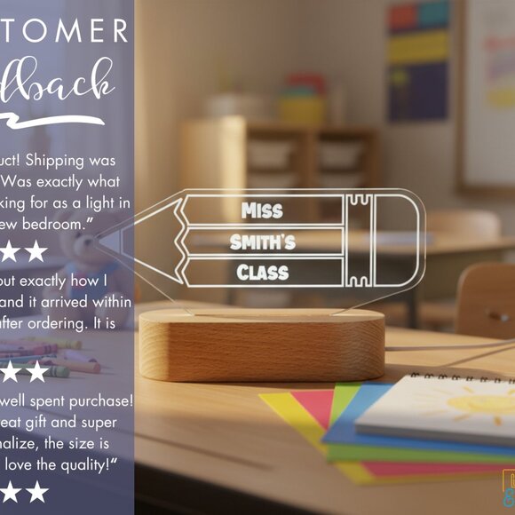 Teacher Custom Name Light | Personalized Light-Up Sign for Teacher Appreciation - Picture 6 of 7